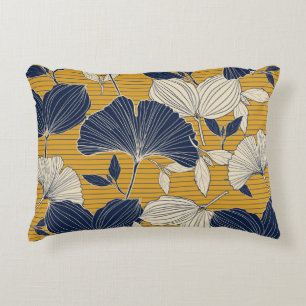 Seamless tropical plant and leaf pattern backgroun accent pillow