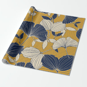 Seamless tropical plant and leaf pattern backgroun wrapping paper