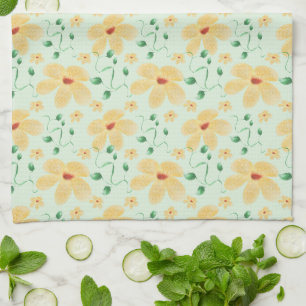 Seamless tropical yellow floral pattern  kitchen towel