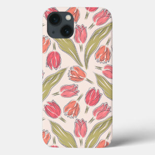 Seamless Tulip Floral Pattern – Vintage Botanical  iPhone 13 Case
