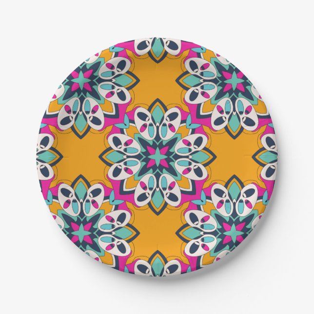 Seamless Turkish Colourful Cute  Paper Plate (Front)