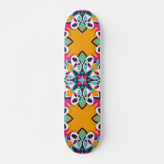 Seamless Turkish Colourful Cute   Skateboard (Front)