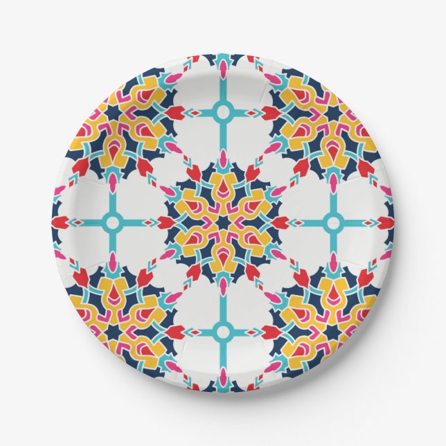 Seamless Turkish Colourful Design  Paper Plate (Front)