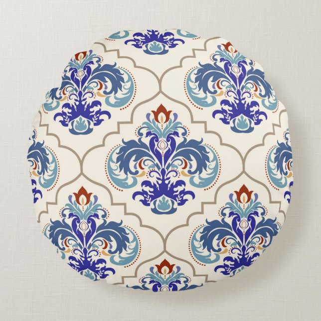 Seamless turkish colourful pattern. round pillow (Front)