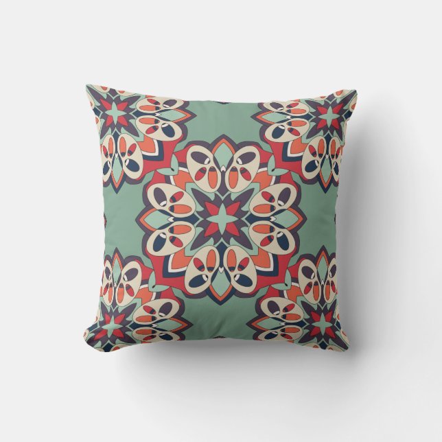 Seamless Turkish Colourful    Throw Pillow (Front)