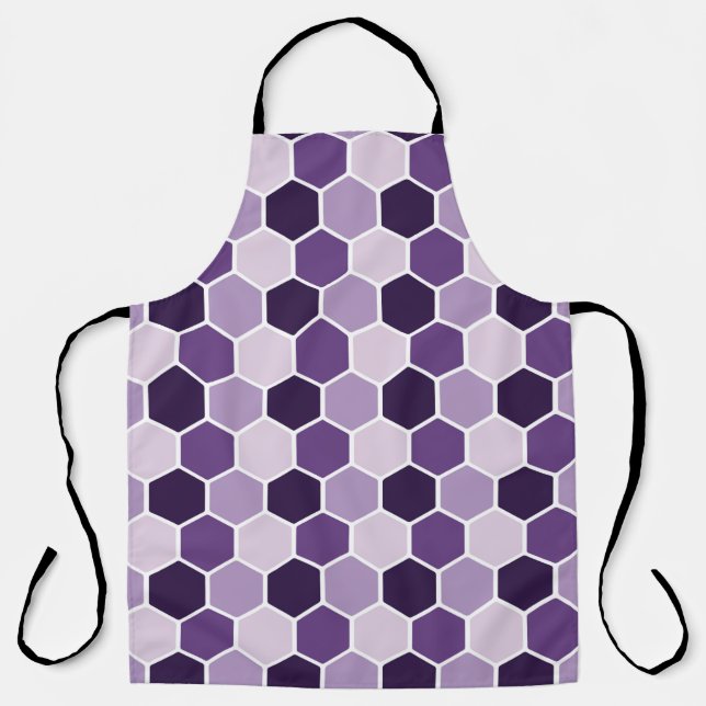 Seamless ultraviolet hexagon pattern. Honeycomb co Apron (Front)