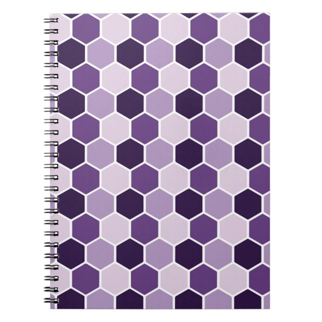Seamless ultraviolet hexagon pattern. Honeycomb co Notebook (Front)
