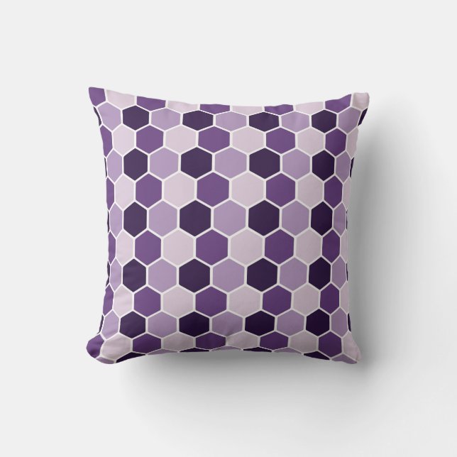 Seamless ultraviolet hexagon pattern. Honeycomb co Throw Pillow (Front)
