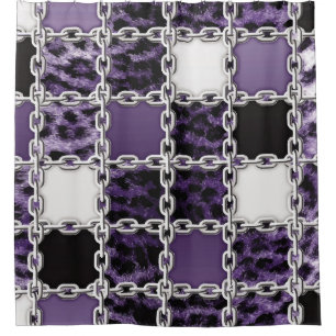 Seamless ultraviolet leopard and silver chain patt