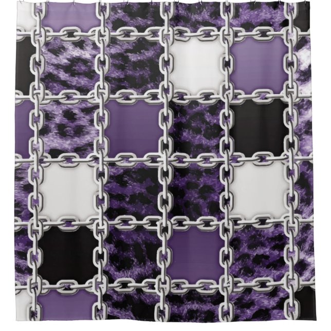 Seamless ultraviolet leopard and silver chain patt (Front)