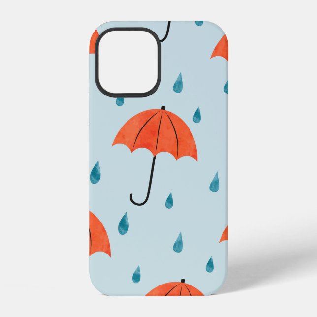 Seamless umbrellas and rain drops pattern. Waterco iPhone Case (Back)