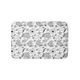 Seamless underwater sea ocean turtle plants coral  bath mat