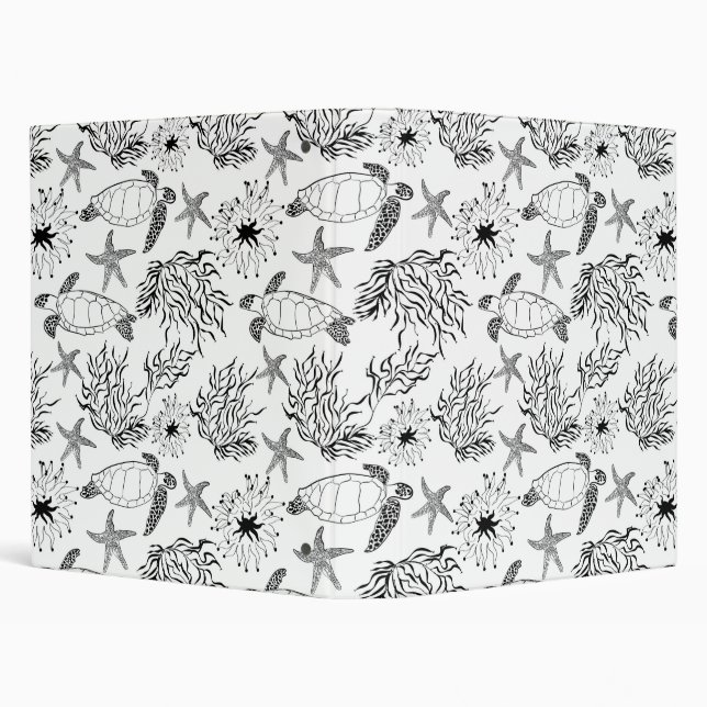 Seamless underwater sea ocean turtle plants coral  binder (Background)