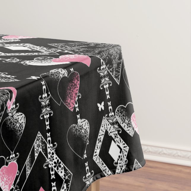 Seamless Valentines Day love black pattern hearts Tablecloth (In Situ)