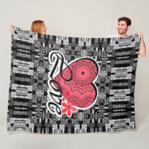 Seamless Valentine's Day Love grey white red patte Fleece Blanket