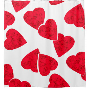 Seamless Valentines Day red hearts white pattern b