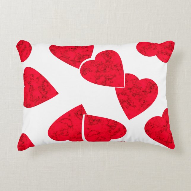 Seamless Valentines Day red hearts white pattern b Accent Pillow (Front)