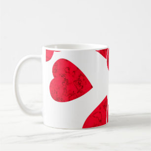 Seamless Valentines Day red hearts white pattern b Coffee Mug
