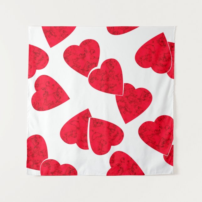 Seamless Valentines Day red hearts white pattern b Tapestry (Front)