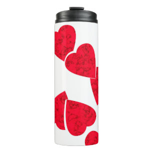 Seamless Valentines Day red hearts white pattern b Thermal Tumbler