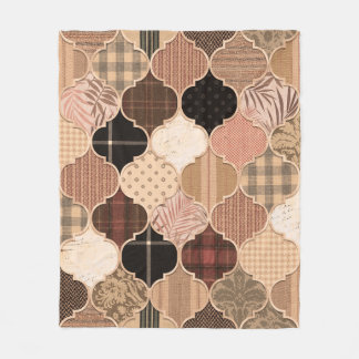Seamless Various Textured Moroccan Tile Pattern Fa Fleece Blanket
