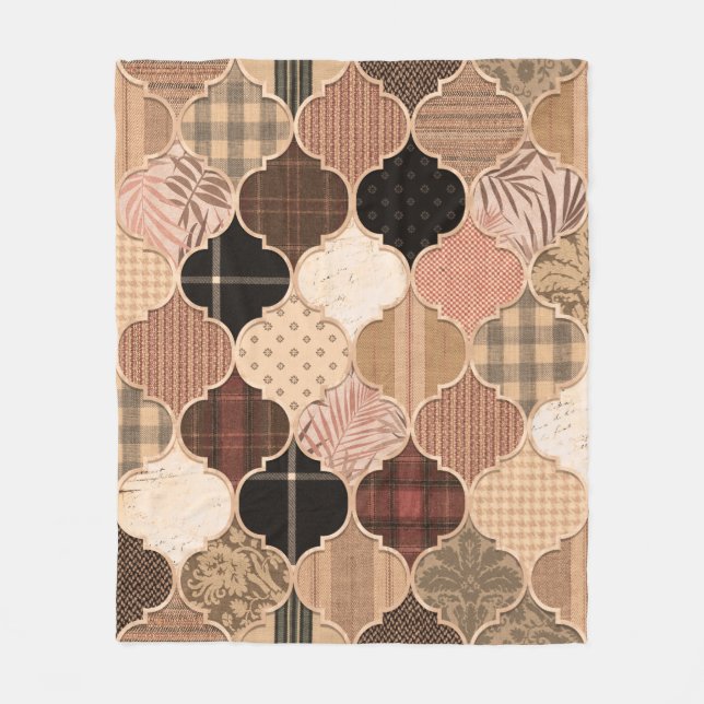 Seamless Various Textured Moroccan Tile Pattern Fa Fleece Blanket (Front)