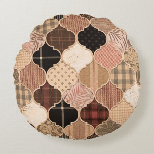 Seamless Various Textured Moroccan Tile Pattern Fa Round Pillow