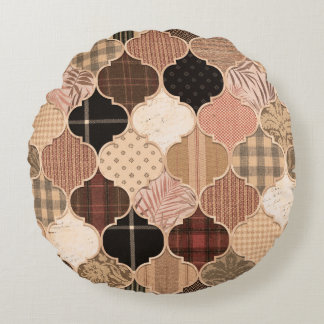 Seamless Various Textured Moroccan Tile Pattern Fa Round Pillow