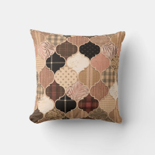 Seamless Various Textured Moroccan Tile Pattern Fa Throw Pillow