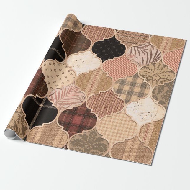 Seamless Various Textured Moroccan Tile Pattern Fa Wrapping Paper (Unrolled)