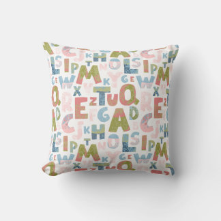 Seamless Vintage Alphabet Pattern Throw Pillow