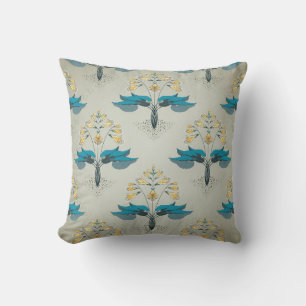 Seamless vintage background. Floral pattern in mod Throw Pillow