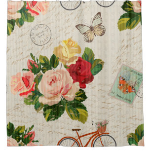 Seamless vintage background with flowers and butte