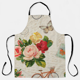 Seamless vintage background with flowers and butte apron