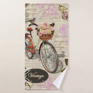 Seamless vintage background with roses,  butterfly bath towel