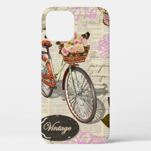 Seamless vintage background with roses, butterfly iPhone 12 case
