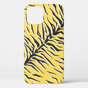 Seamless vintage black and yellow tiger pattern. S iPhone 12 Case