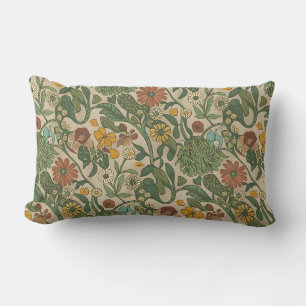 Seamless vintage botanical pattern lumbar pillow
