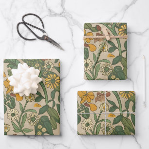 Seamless vintage botanical pattern wrapping paper sheet