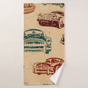 Seamless vintage car background. bath towel