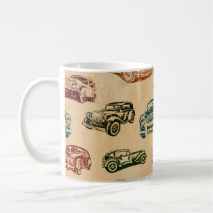 Seamless vintage car background. coffee mug
