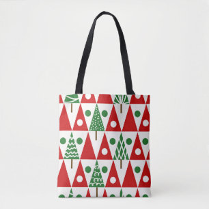 Seamless vintage christmas pattern with christmas tote bag