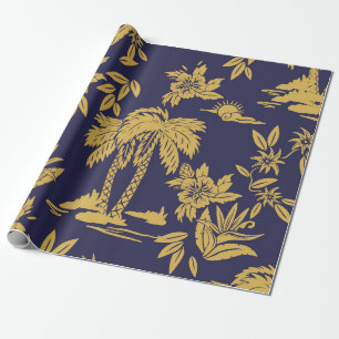 Seamless vintage design designs with Hawaii,  trop Wrapping Paper