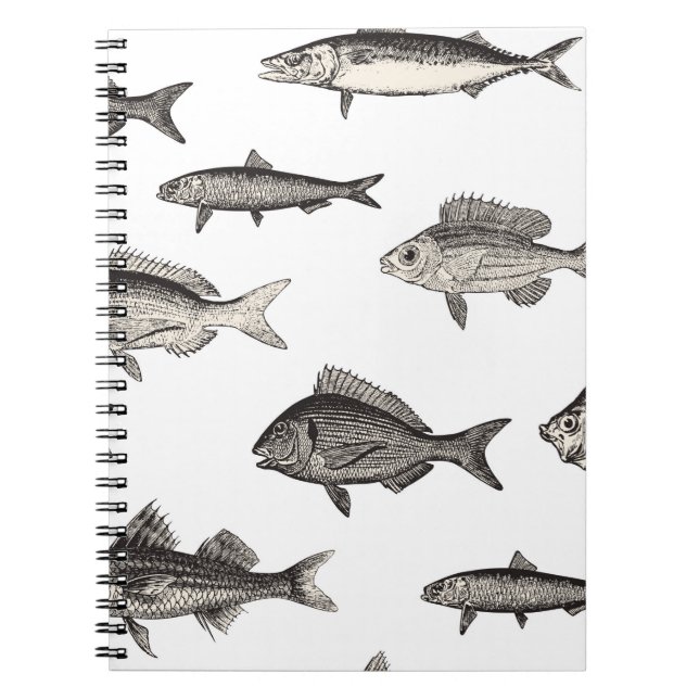 Seamless vintage fish patternvintage, fish, patter notebook (Front)