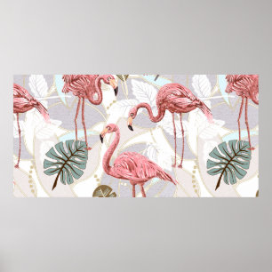 Seamless vintage floral pattern background with fl poster