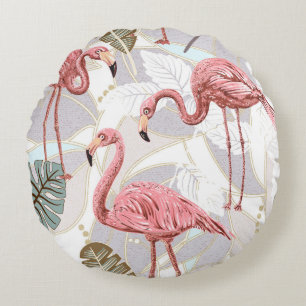 Seamless vintage floral pattern background with fl round pillow