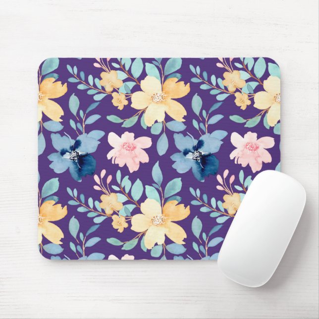 Seamless Vintage Flowers Mouse Pad (With Mouse)