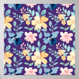 Seamless Vintage Flowers Poster
