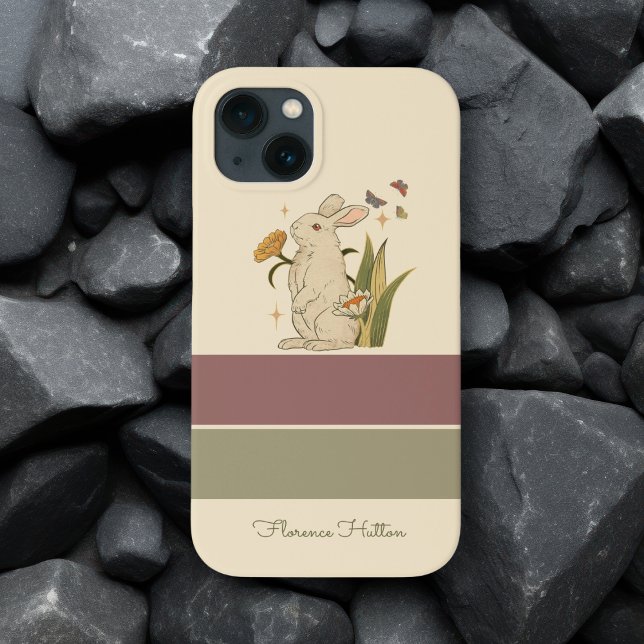 Seamless Vintage Grey Rabbit  iPhone Case (Creator Uploaded)