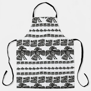 Seamless vintage maya pattern. Black and white eth Apron